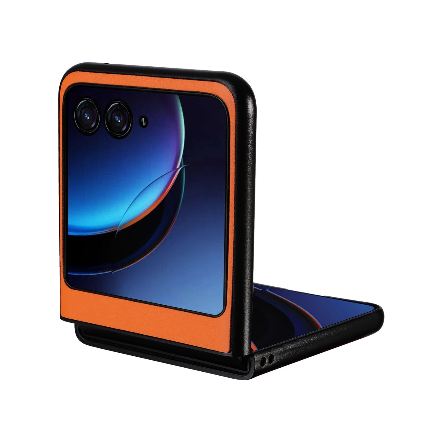 Uniqkart for Motorola Razr 40 Ultra 5G Drop-Proof Phone Cover Shockproof Slim PU+PC Phone Case - Orange