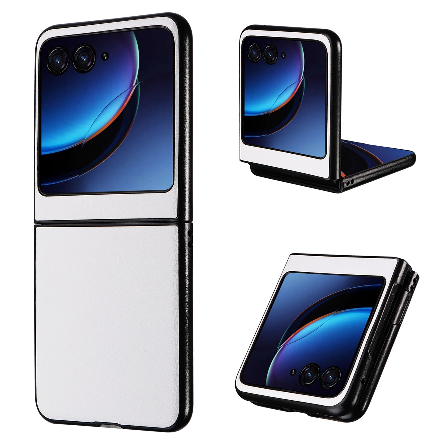 Uniqkart for Motorola Razr 40 Ultra 5G Drop-Proof Phone Cover Shockproof Slim PU+PC Phone Case - White