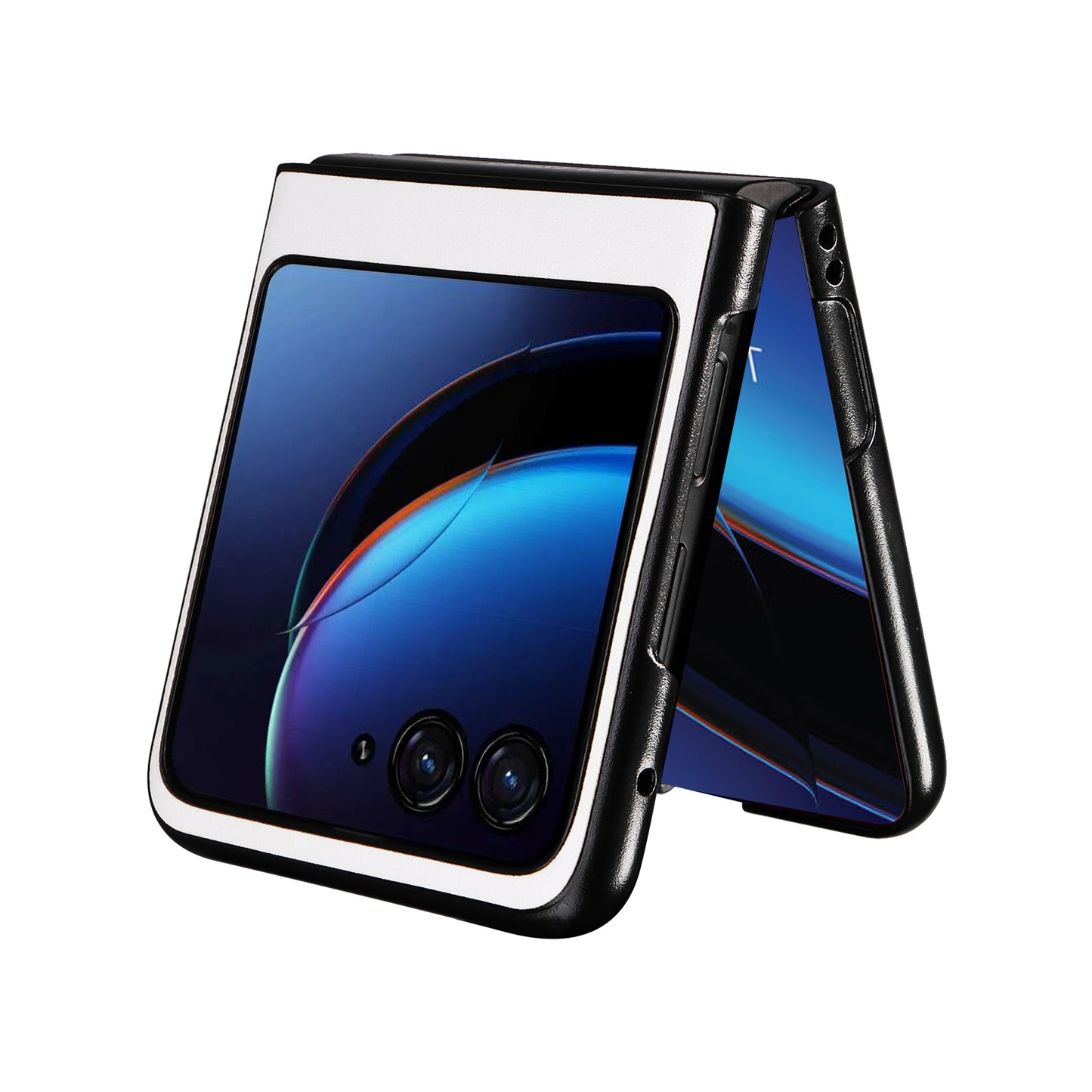 Uniqkart for Motorola Razr 40 Ultra 5G Drop-Proof Phone Cover Shockproof Slim PU+PC Phone Case - White