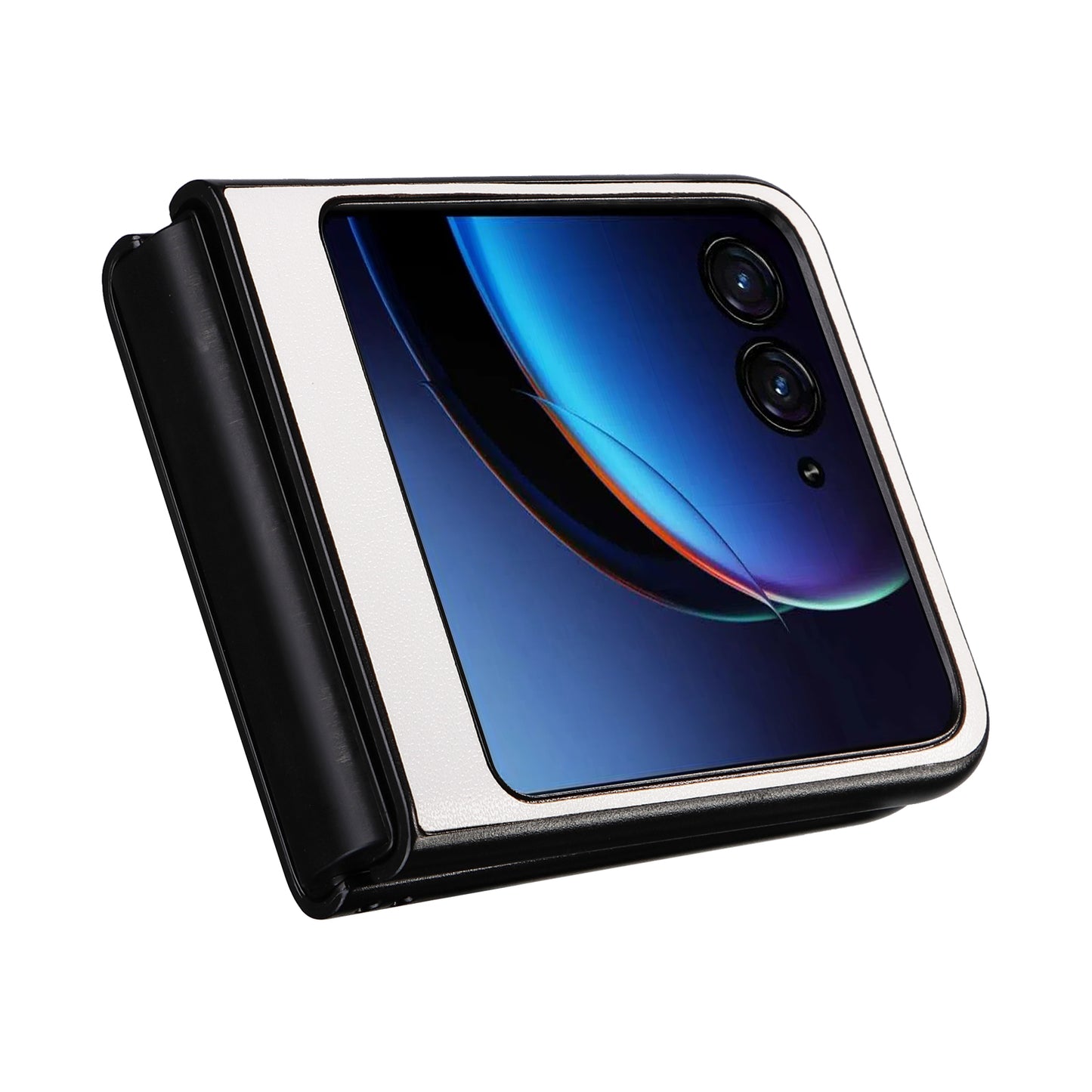 Uniqkart for Motorola Razr 40 Ultra 5G Drop-Proof Phone Cover Shockproof Slim PU+PC Phone Case - White