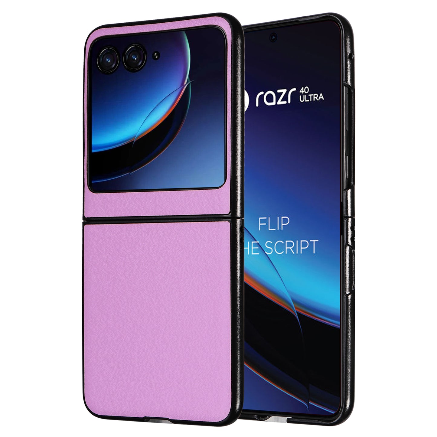 Uniqkart for Motorola Razr 40 Ultra 5G Drop-Proof Phone Cover Shockproof Slim PU+PC Phone Case - Purple