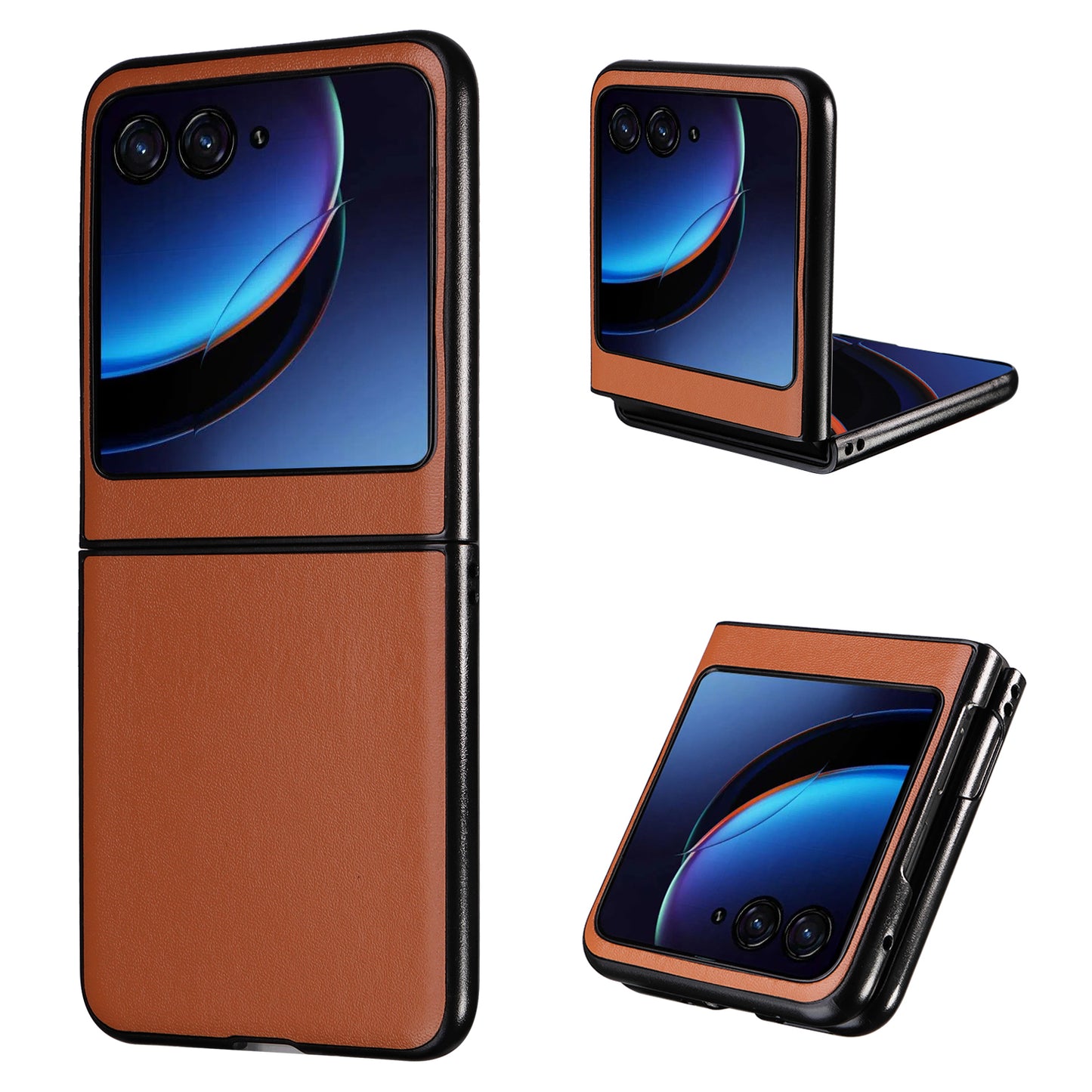 Uniqkart for Motorola Razr 40 Ultra 5G Drop-Proof Phone Cover Shockproof Slim PU+PC Phone Case - Brown