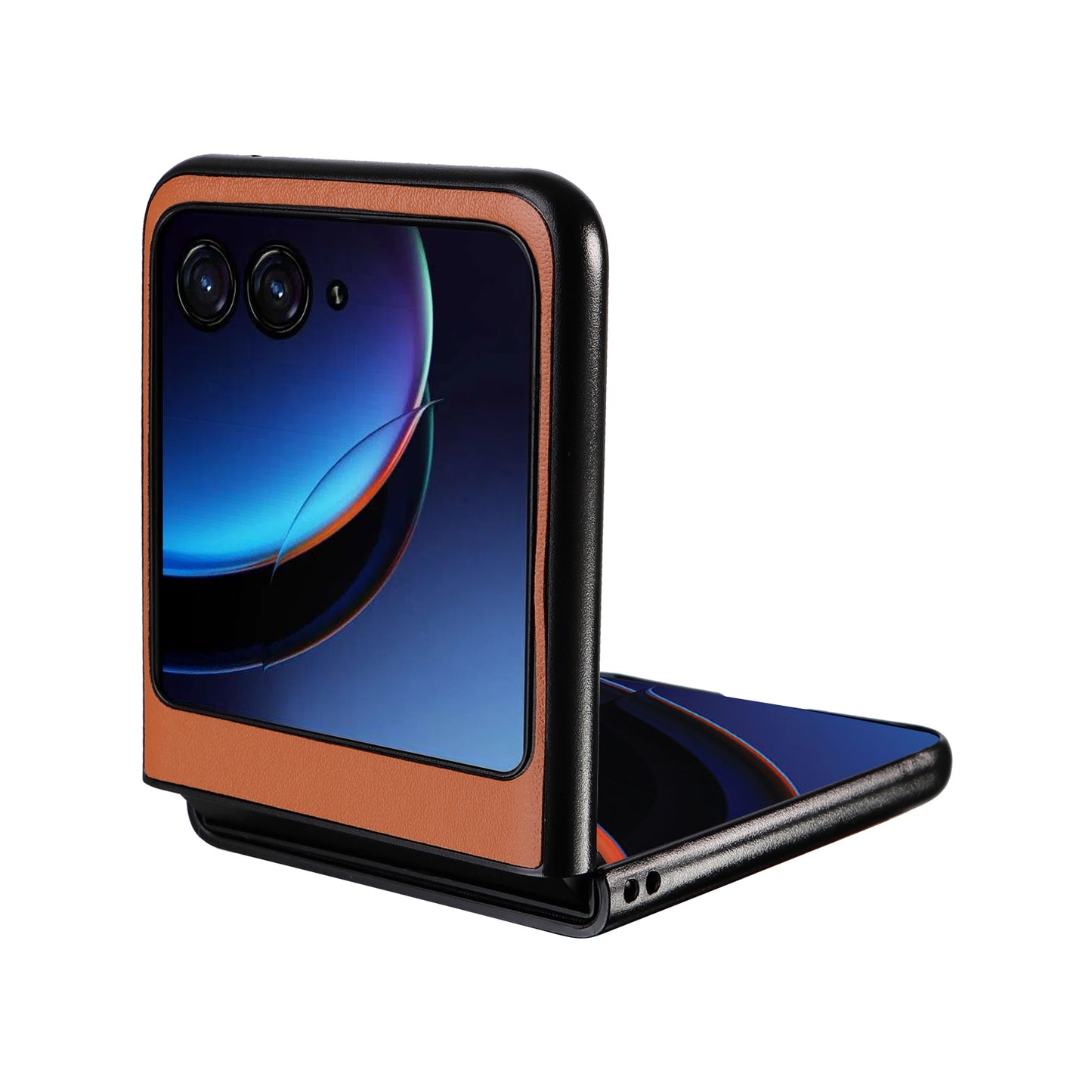 Uniqkart for Motorola Razr 40 Ultra 5G Drop-Proof Phone Cover Shockproof Slim PU+PC Phone Case - Brown