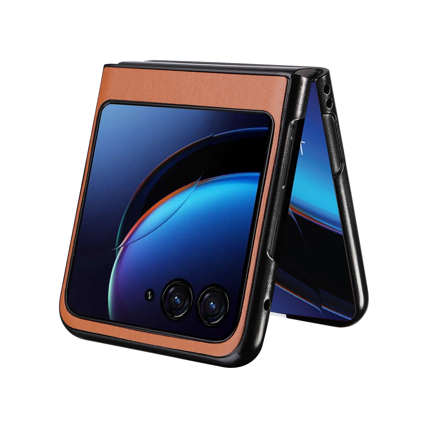 Uniqkart for Motorola Razr 40 Ultra 5G Drop-Proof Phone Cover Shockproof Slim PU+PC Phone Case - Brown