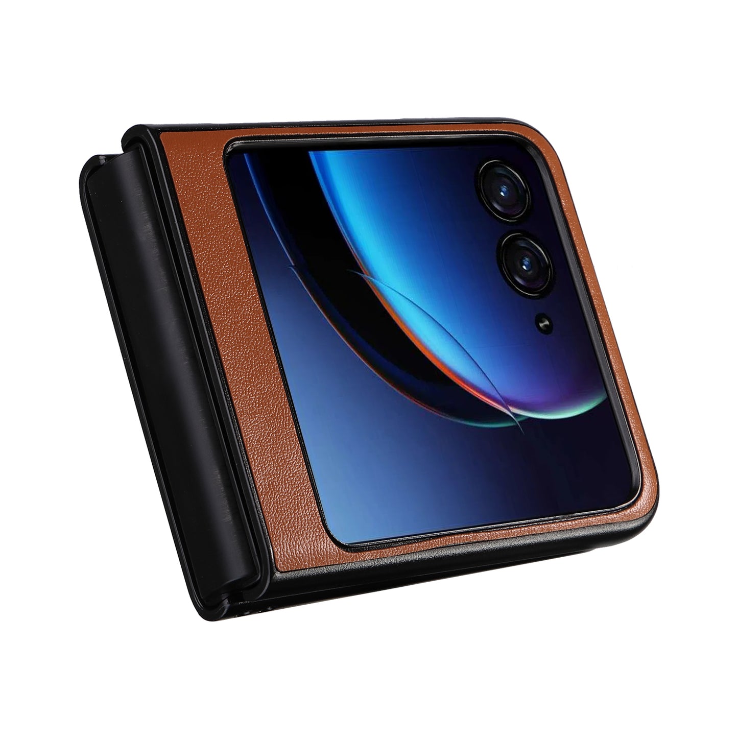 Uniqkart for Motorola Razr 40 Ultra 5G Drop-Proof Phone Cover Shockproof Slim PU+PC Phone Case - Brown