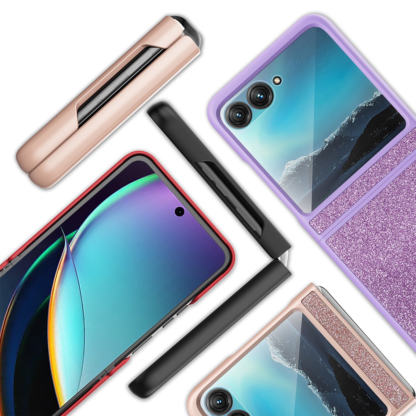 Uniqkart for Motorola Razr 40 Ultra 5G Sparkle Glitter Phone Case Hard PC Protective Cover - Purple