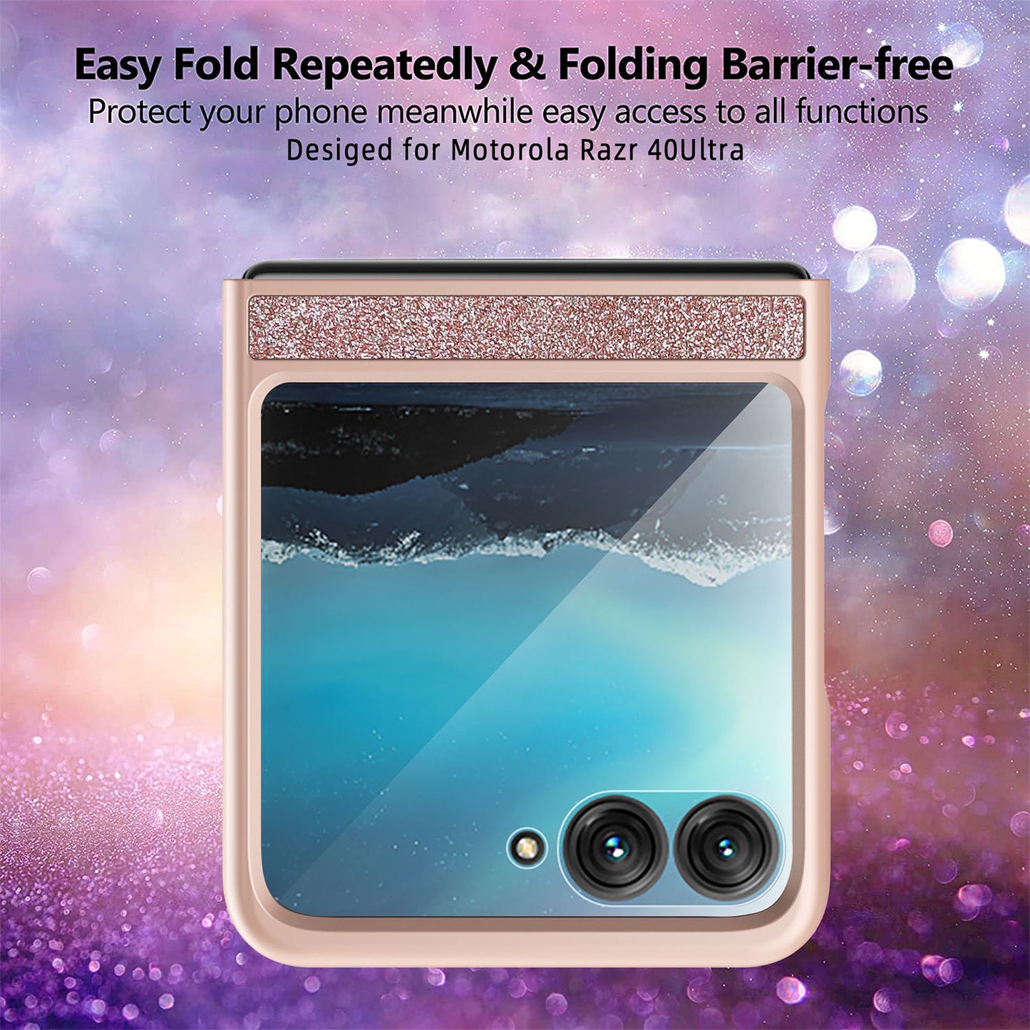 Uniqkart for Motorola Razr 40 Ultra 5G Sparkle Glitter Phone Case Hard PC Protective Cover - Blue