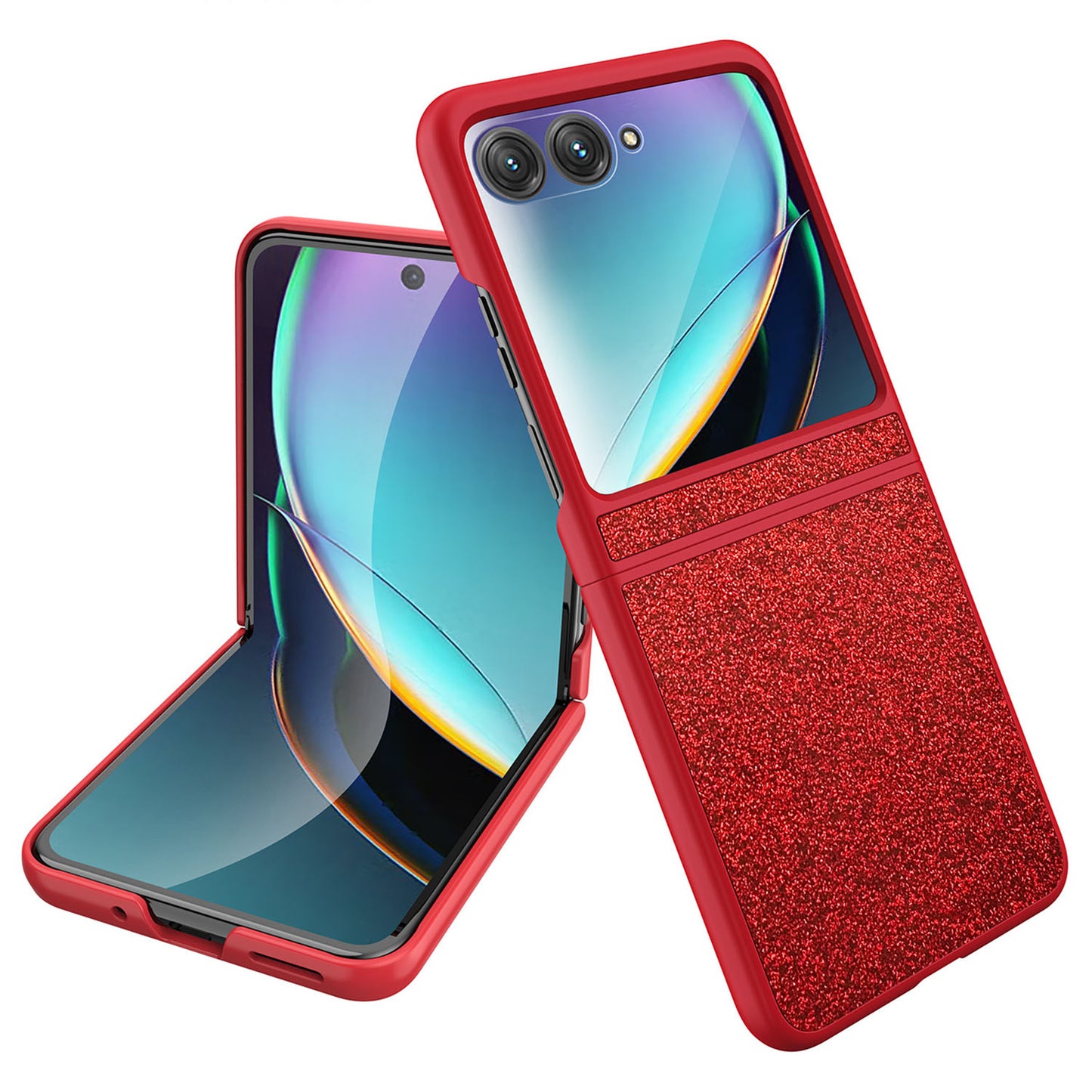 Uniqkart for Motorola Razr 40 Ultra 5G Sparkle Glitter Phone Case Hard PC Protective Cover - Red