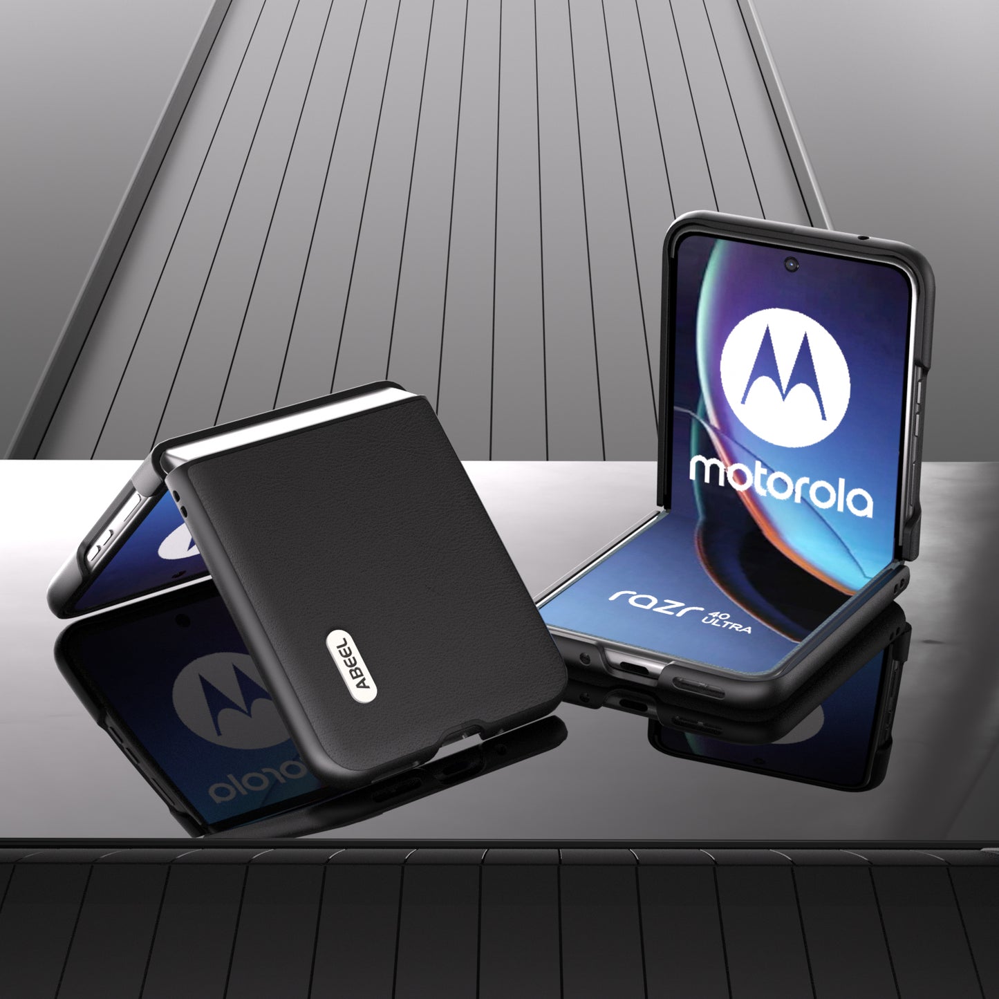 Uniqkart For Motorola Razr 40 Ultra 5G Protective Case Haze Textured PU Leather + PC Phone Shell Cover - Black