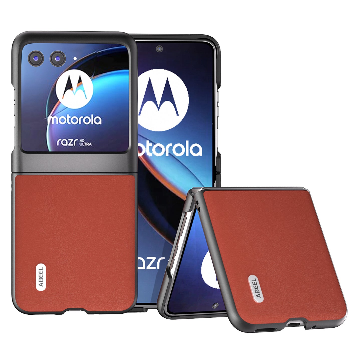 Uniqkart For Motorola Razr 40 Ultra 5G Protective Case Haze Textured PU Leather + PC Phone Shell Cover - Red