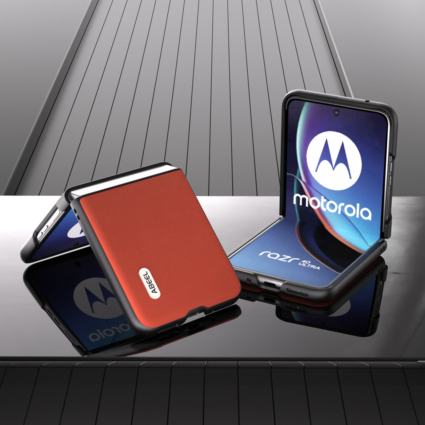 Uniqkart For Motorola Razr 40 Ultra 5G Protective Case Haze Textured PU Leather + PC Phone Shell Cover - Red