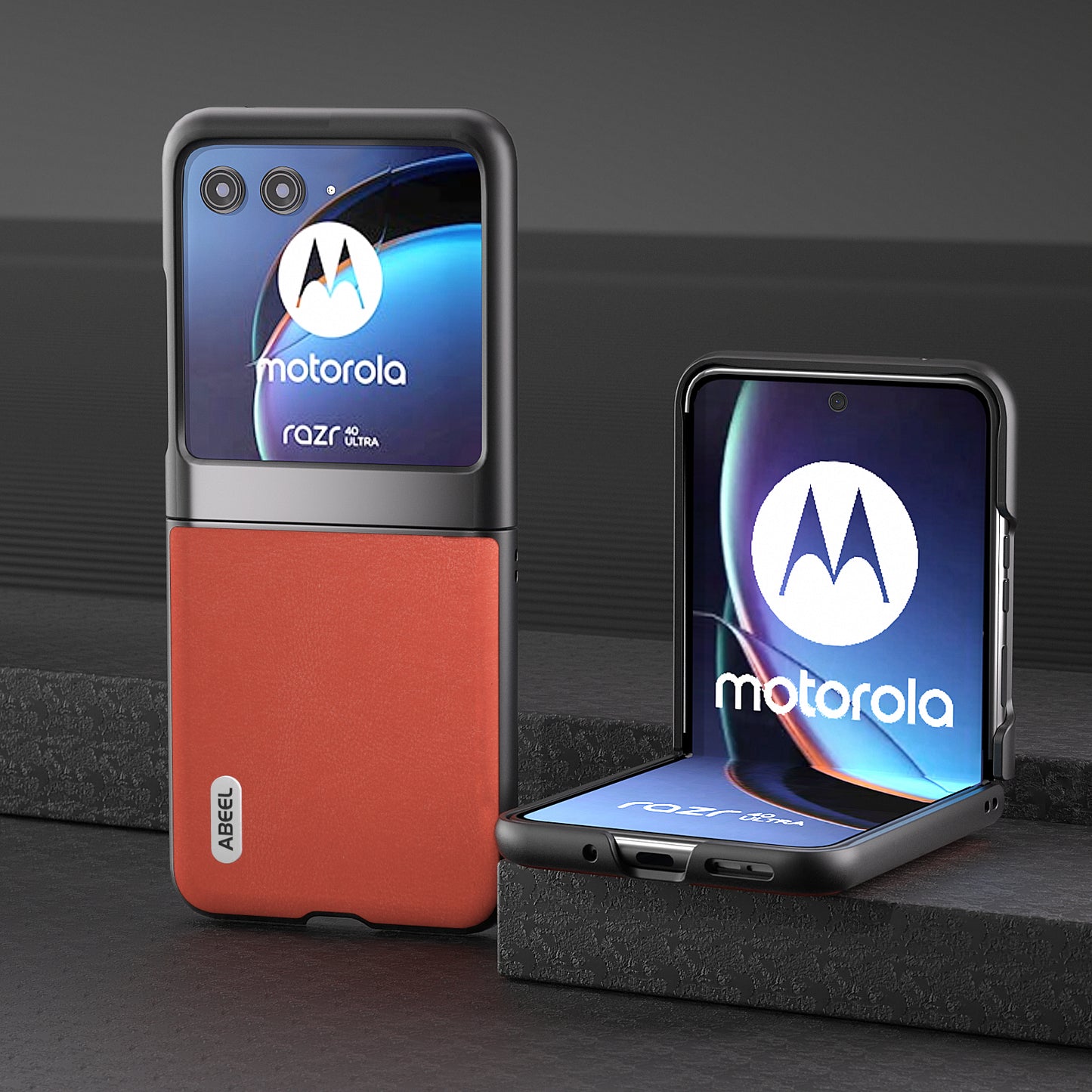 Uniqkart For Motorola Razr 40 Ultra 5G Protective Case Haze Textured PU Leather + PC Phone Shell Cover - Red