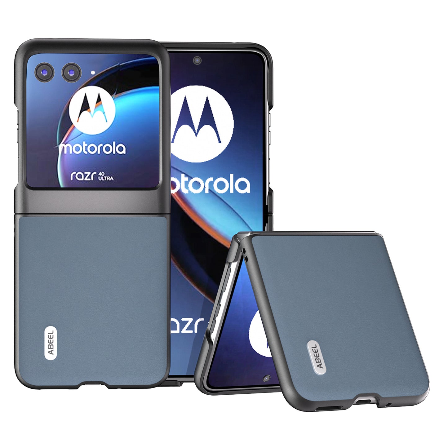 Uniqkart For Motorola Razr 40 Ultra 5G Protective Case Haze Textured PU Leather + PC Phone Shell Cover - Blue