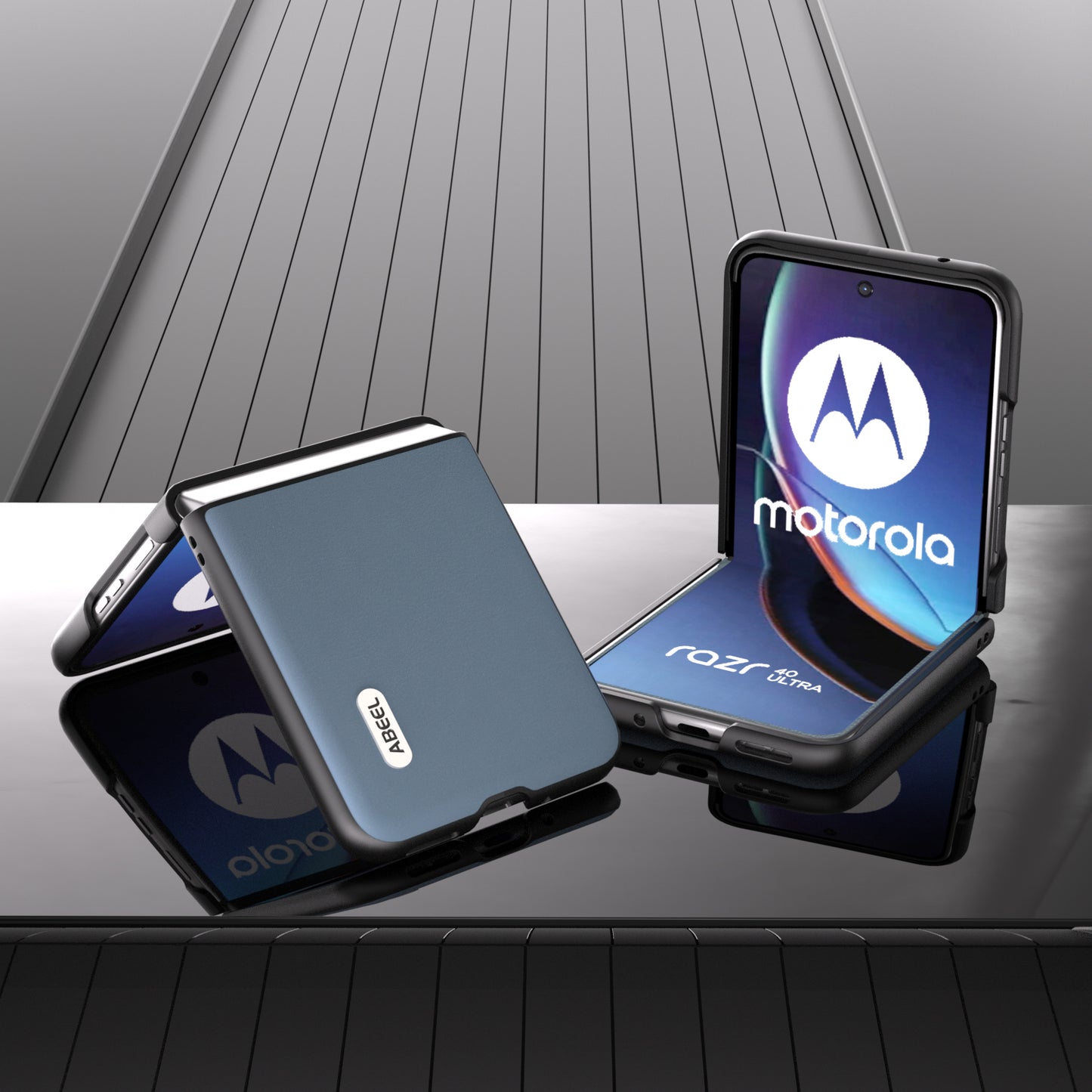 Uniqkart For Motorola Razr 40 Ultra 5G Protective Case Haze Textured PU Leather + PC Phone Shell Cover - Blue