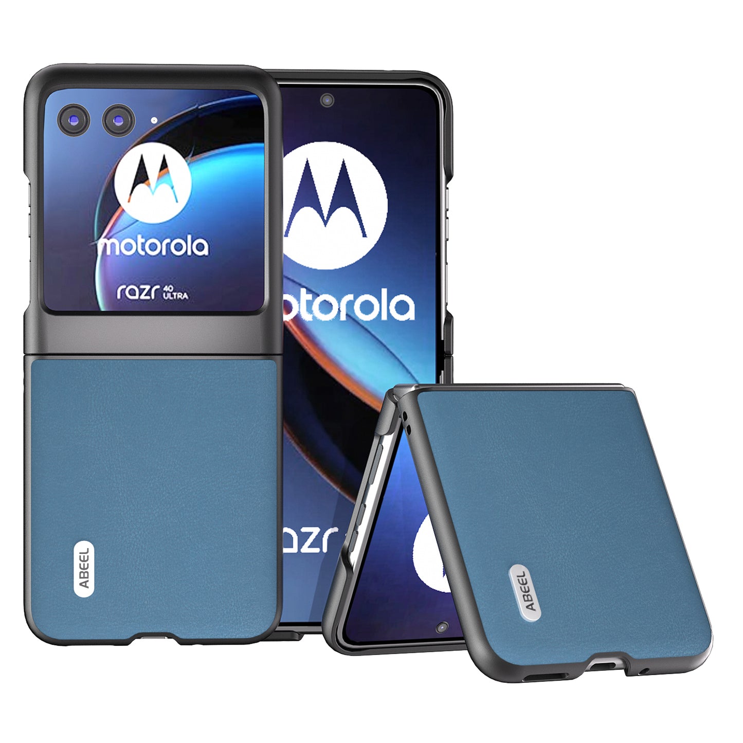 Uniqkart For Motorola Razr 40 Ultra 5G Protective Case Haze Textured PU Leather + PC Phone Shell Cover - Sky Blue