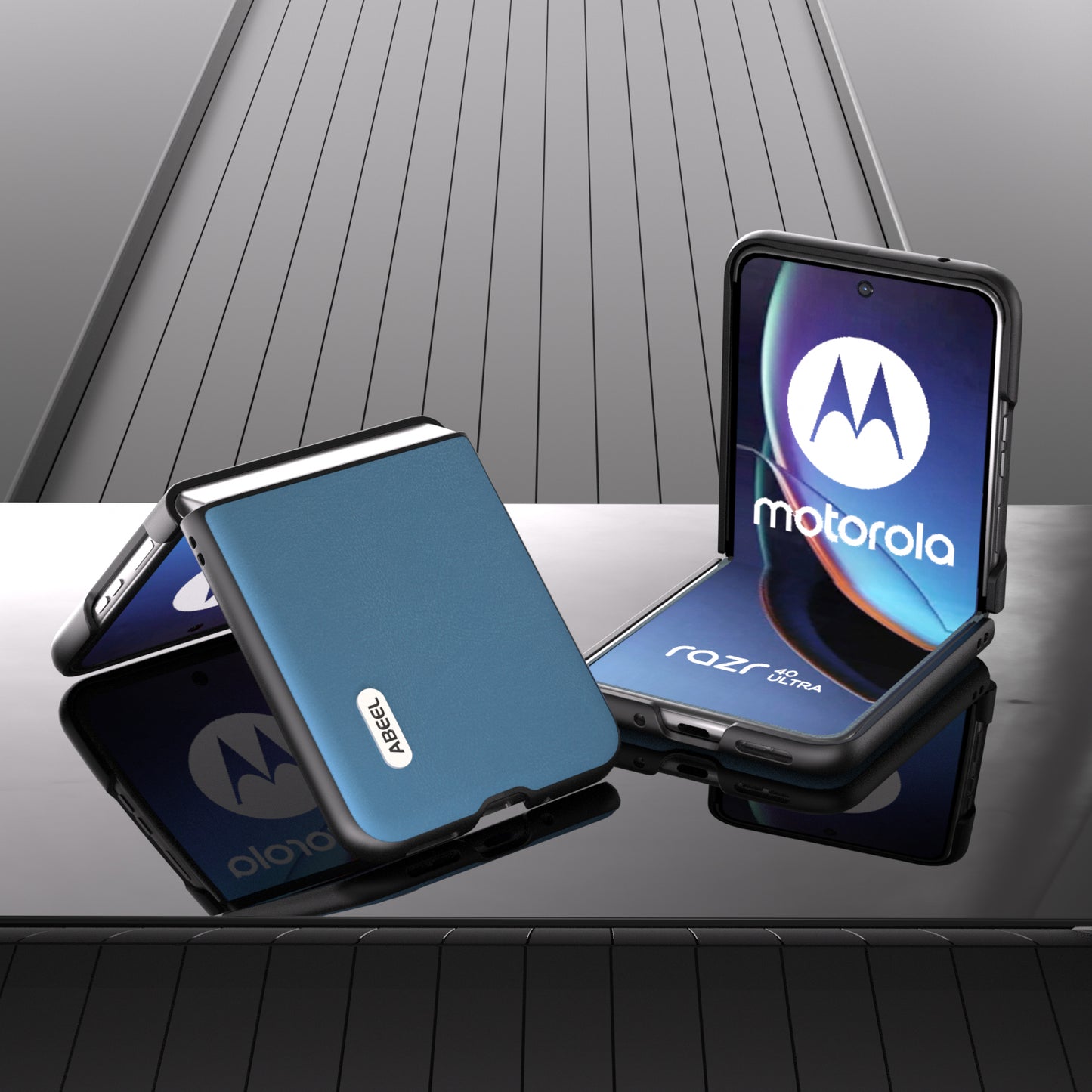 Uniqkart For Motorola Razr 40 Ultra 5G Protective Case Haze Textured PU Leather + PC Phone Shell Cover - Sky Blue