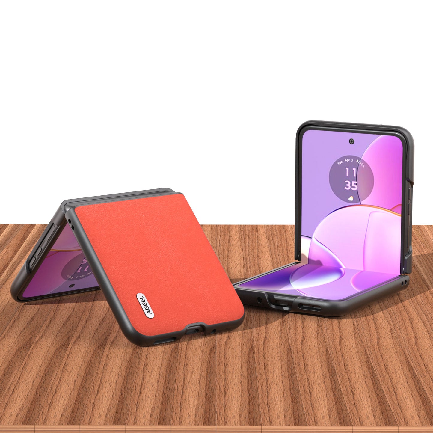 Uniqkart For Motorola Razr 40 5G Haze Textured Phone Case PU Leather Coated PC Back Cover - Red