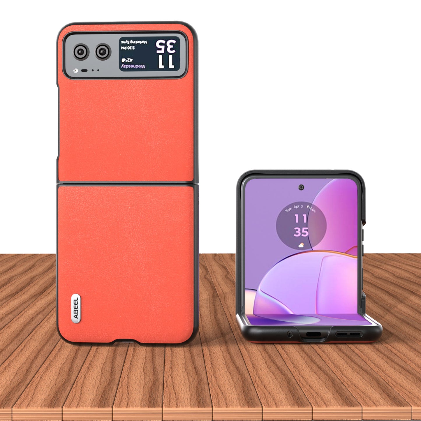 Uniqkart For Motorola Razr 40 5G Haze Textured Phone Case PU Leather Coated PC Back Cover - Red