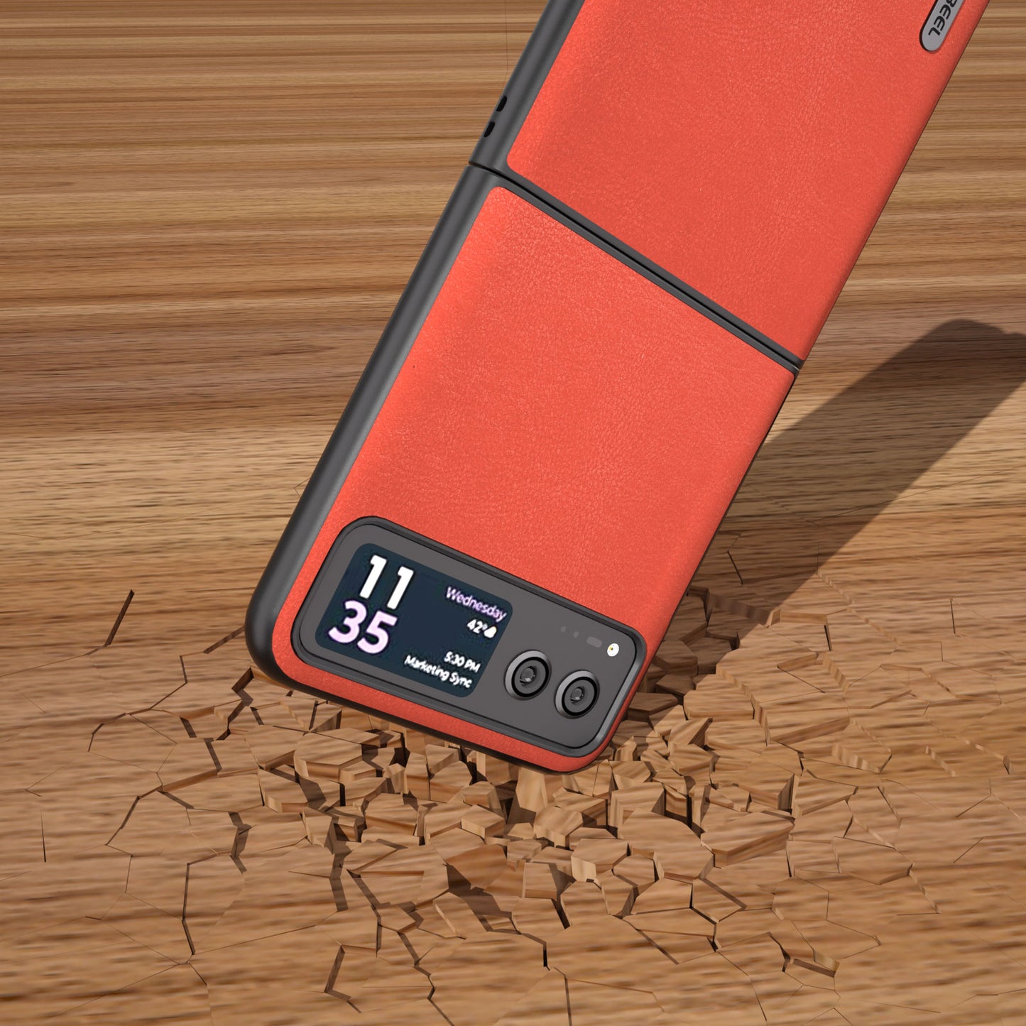 Uniqkart For Motorola Razr 40 5G Haze Textured Phone Case PU Leather Coated PC Back Cover - Red