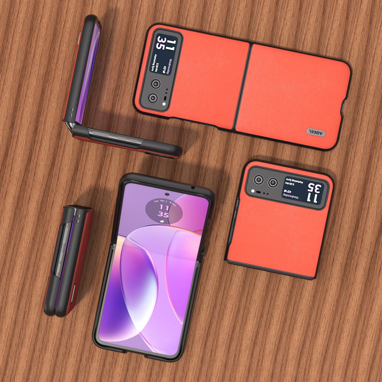 Uniqkart For Motorola Razr 40 5G Haze Textured Phone Case PU Leather Coated PC Back Cover - Red