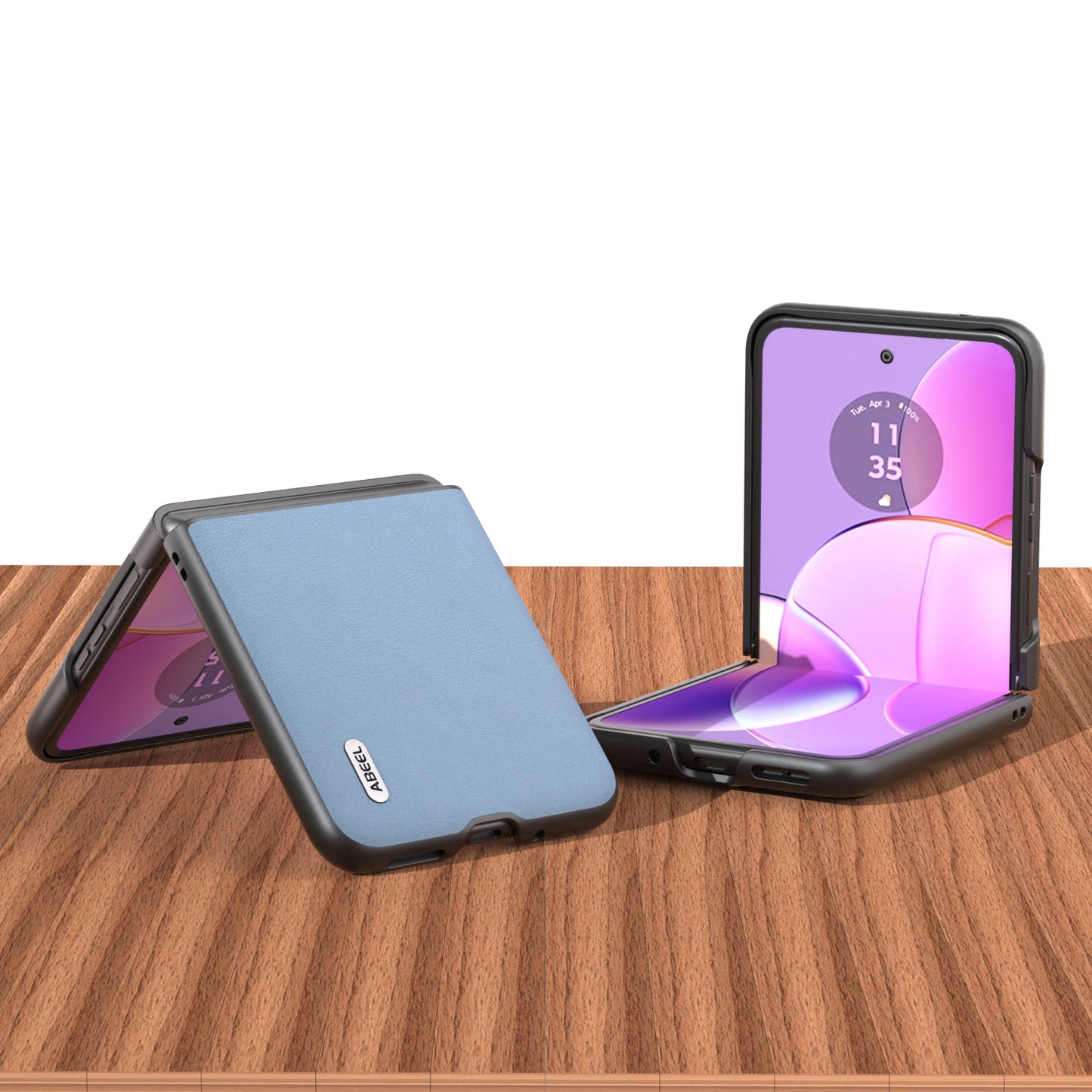 Uniqkart For Motorola Razr 40 5G Haze Textured Phone Case PU Leather Coated PC Back Cover - Blue