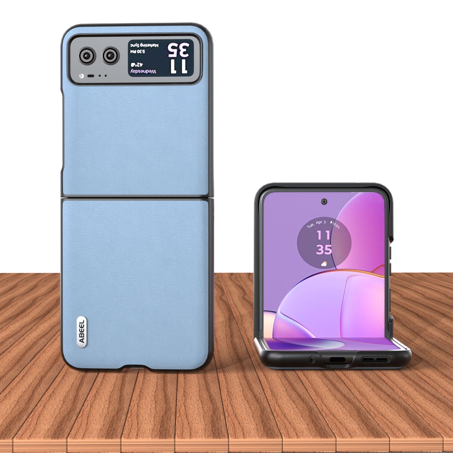 Uniqkart For Motorola Razr 40 5G Haze Textured Phone Case PU Leather Coated PC Back Cover - Blue