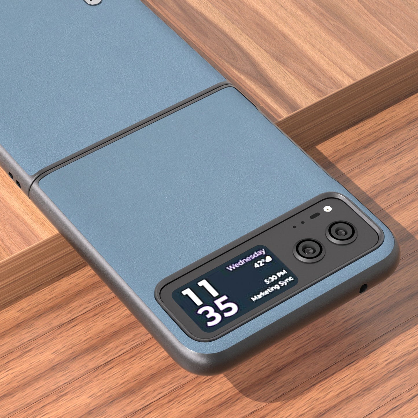 Uniqkart For Motorola Razr 40 5G Haze Textured Phone Case PU Leather Coated PC Back Cover - Blue