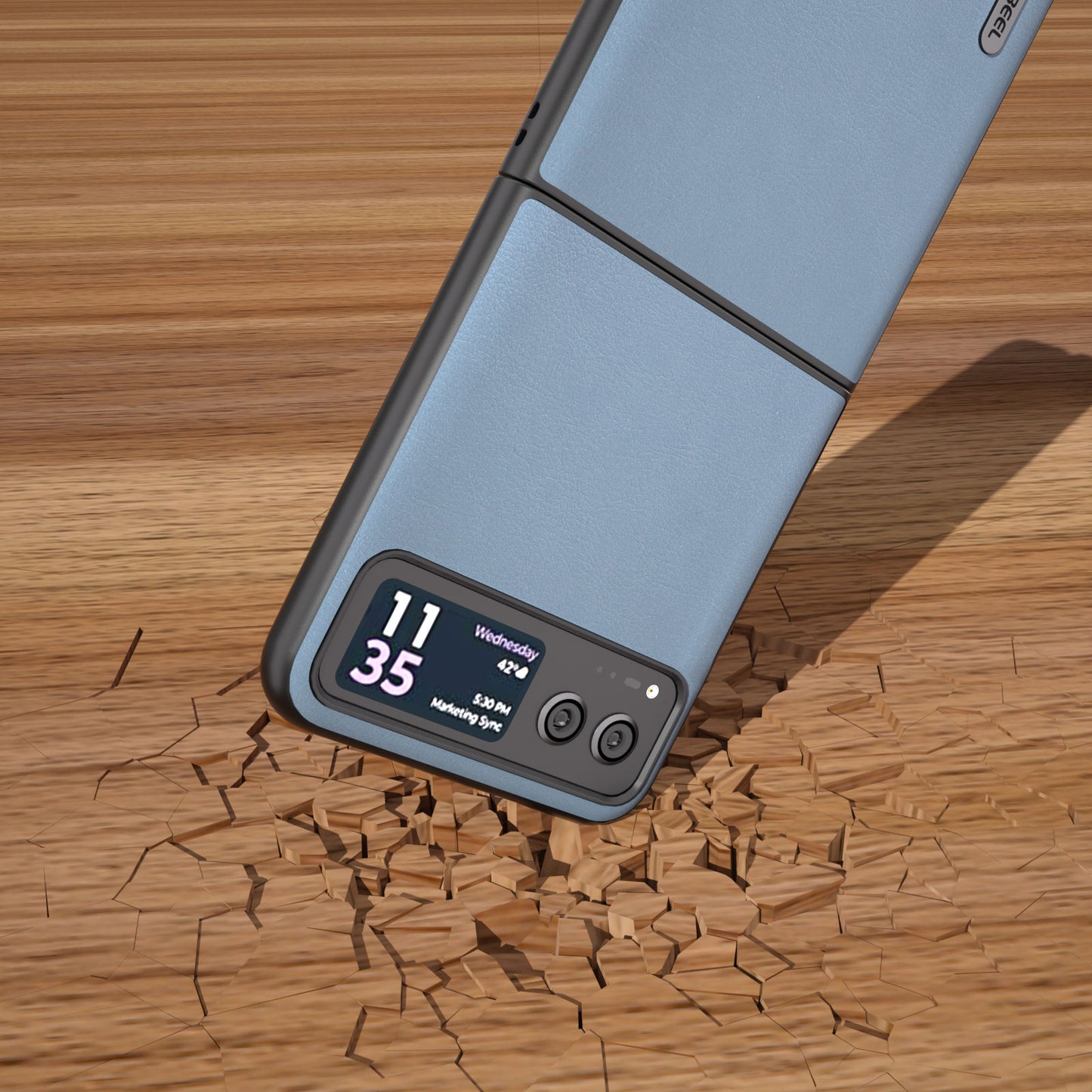 Uniqkart For Motorola Razr 40 5G Haze Textured Phone Case PU Leather Coated PC Back Cover - Blue