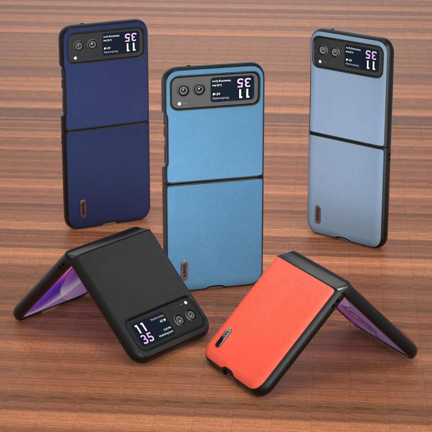 Uniqkart For Motorola Razr 40 5G Haze Textured Phone Case PU Leather Coated PC Back Cover - Blue