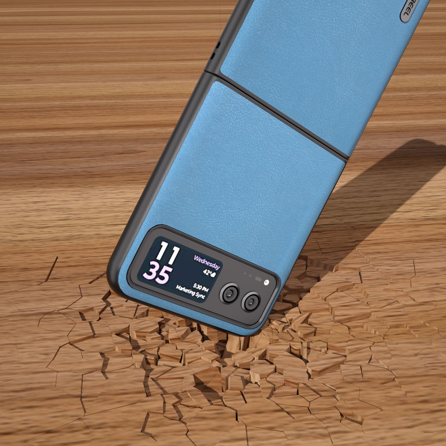 Uniqkart For Motorola Razr 40 5G Haze Textured Phone Case PU Leather Coated PC Back Cover - Sky Blue