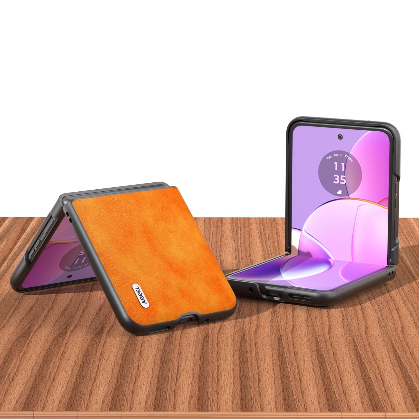 Uniqkart Phone Case for Motorola Razr 40 5G Drop-Proof Litchi Texture PU Leather Coated PC Cover - Orange