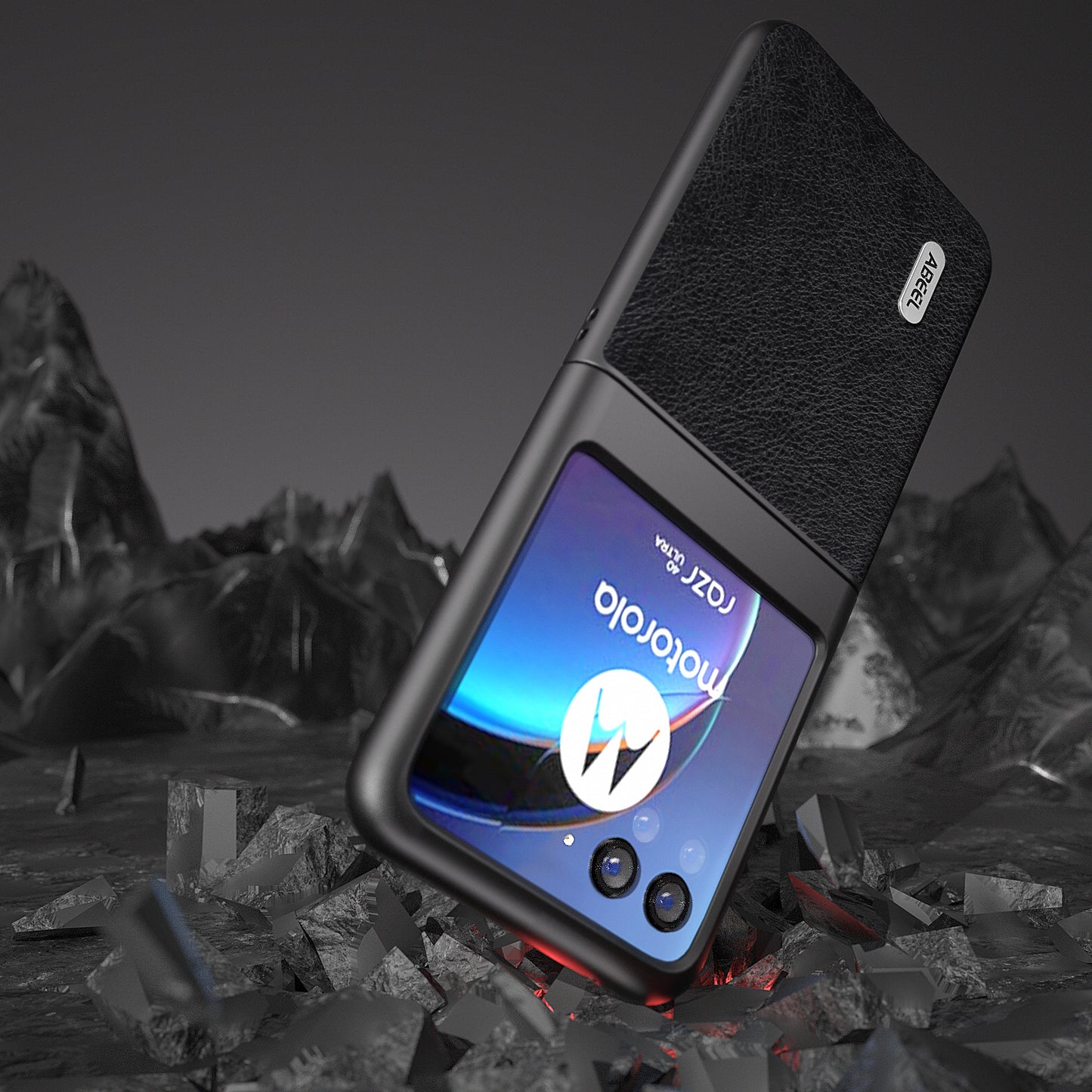 Uniqkart For Motorola Razr 40 Ultra 5G PU Leather Coated PC Phone Case Litchi Texture Anti-Drop Protective Cover - Black