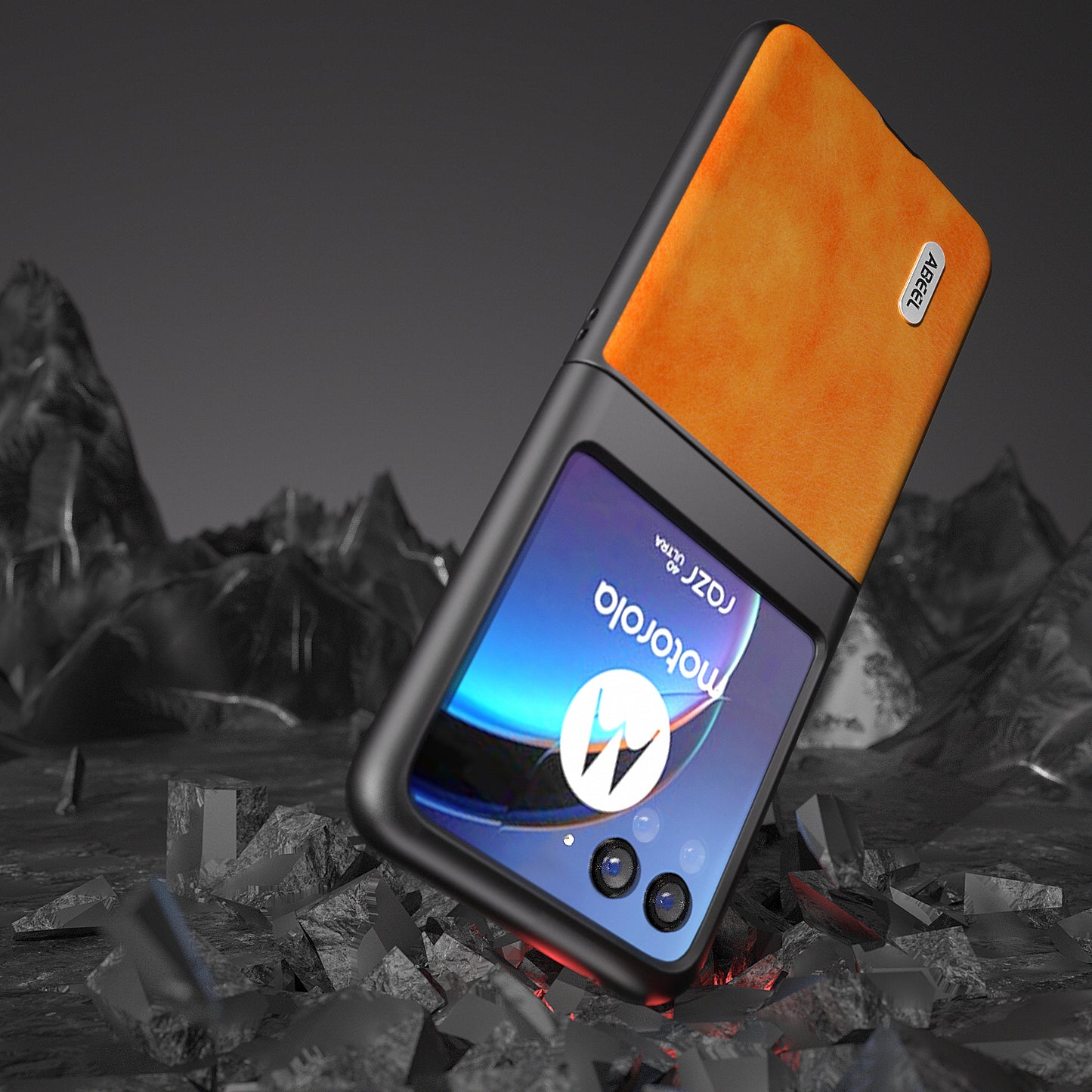 Uniqkart For Motorola Razr 40 Ultra 5G PU Leather Coated PC Phone Case Litchi Texture Anti-Drop Protective Cover - Orange