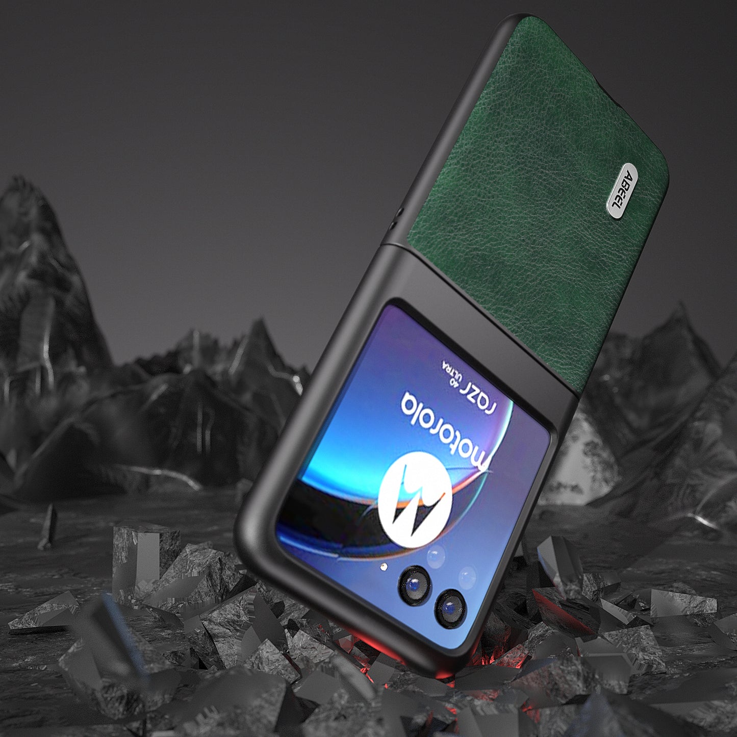 Uniqkart For Motorola Razr 40 Ultra 5G PU Leather Coated PC Phone Case Litchi Texture Anti-Drop Protective Cover - Green