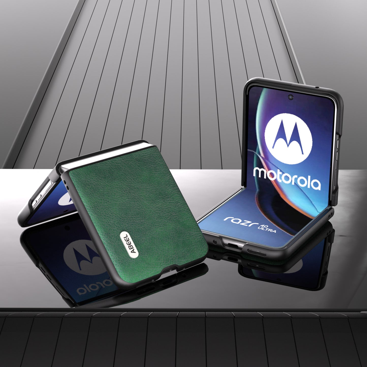 Uniqkart For Motorola Razr 40 Ultra 5G PU Leather Coated PC Phone Case Litchi Texture Anti-Drop Protective Cover - Green