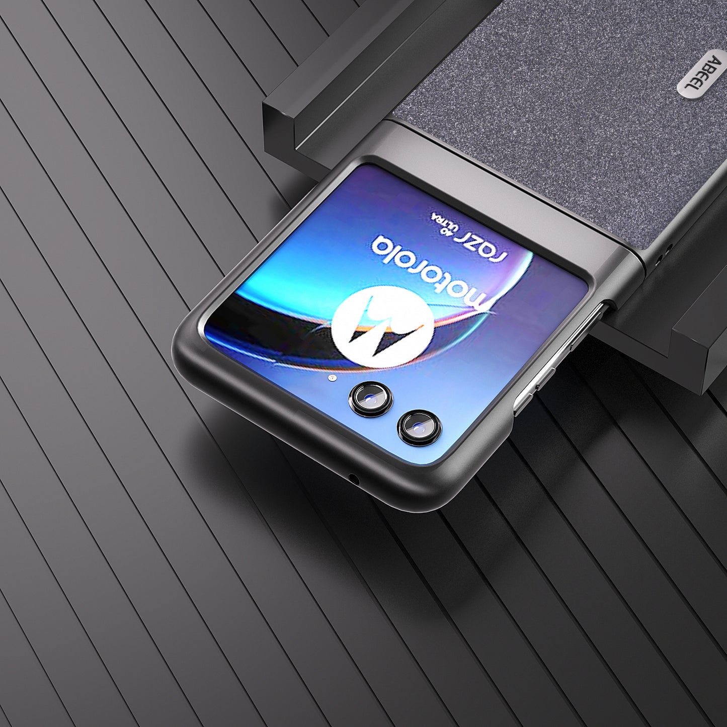 Uniqkart For Motorola Razr 40 Ultra 5G Glitter Sparkle Phone Case PU Leather + PC Anti-Scratch Cover - Black