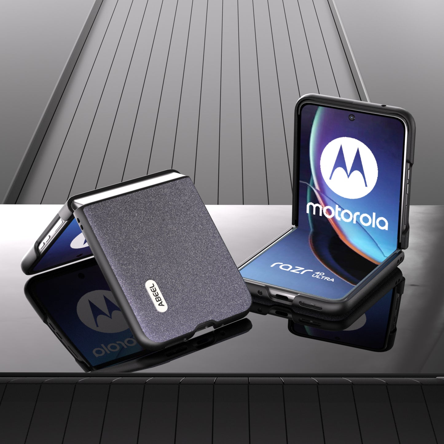 Uniqkart For Motorola Razr 40 Ultra 5G Glitter Sparkle Phone Case PU Leather + PC Anti-Scratch Cover - Black