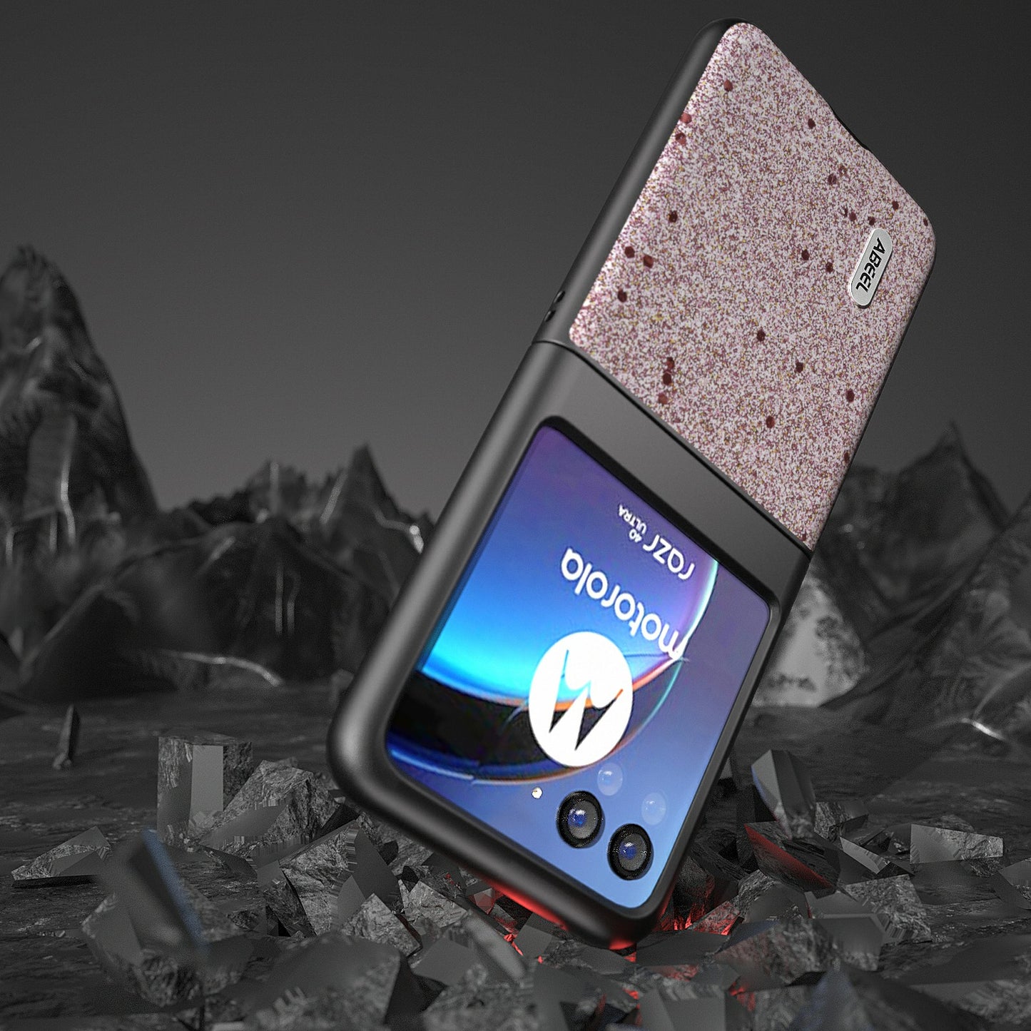 Uniqkart For Motorola Razr 40 Ultra 5G Glitter Sparkle Phone Case PU Leather + PC Anti-Scratch Cover - Pink