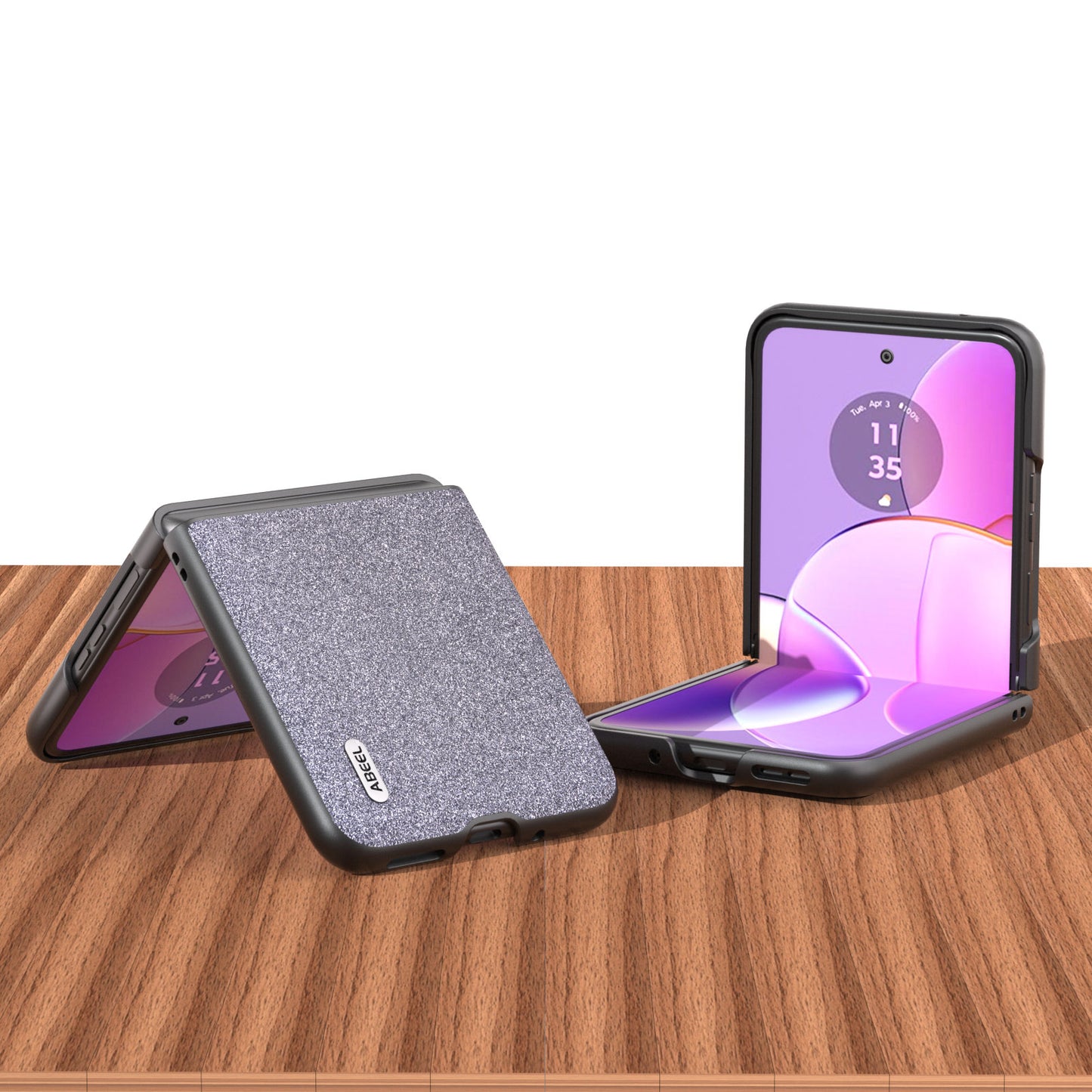 Uniqkart For Motorola Razr 40 5G Glitter Back Cover PU Leather Coated PC Shockproof Phone Case - Black