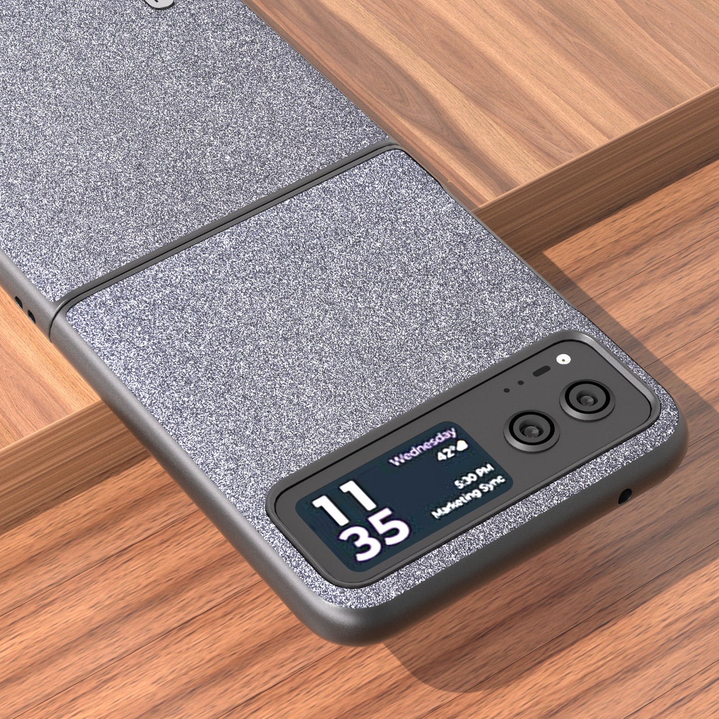 Uniqkart For Motorola Razr 40 5G Glitter Back Cover PU Leather Coated PC Shockproof Phone Case - Black