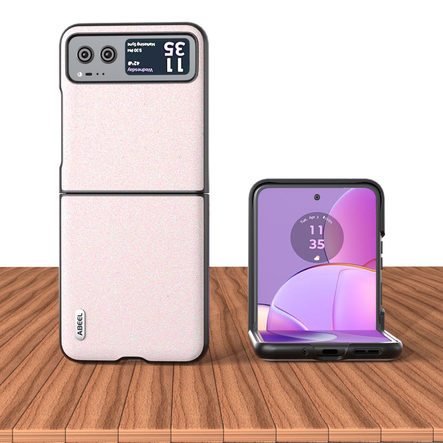 Uniqkart For Motorola Razr 40 5G Glitter Back Cover PU Leather Coated PC Shockproof Phone Case - White