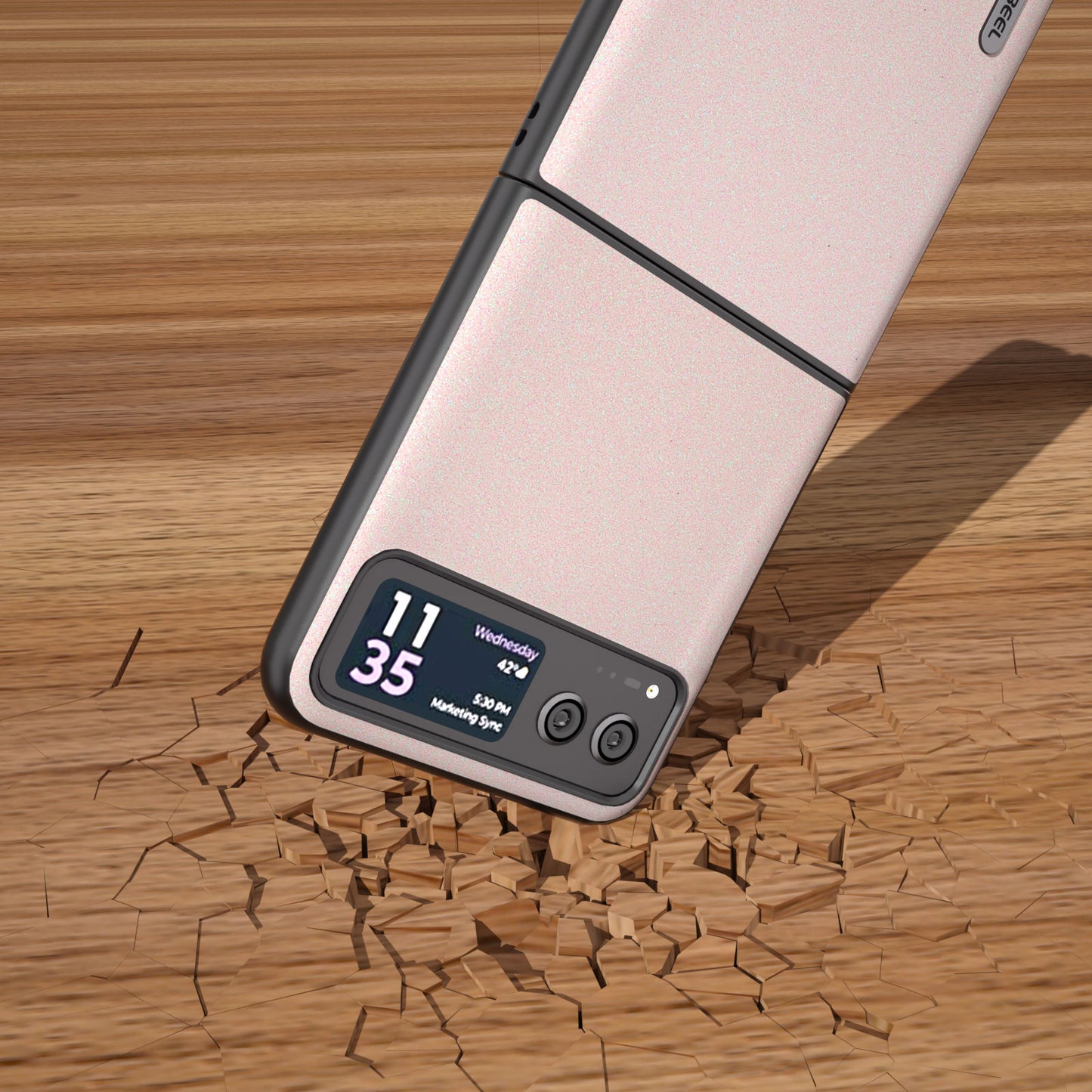 Uniqkart For Motorola Razr 40 5G Glitter Back Cover PU Leather Coated PC Shockproof Phone Case - White