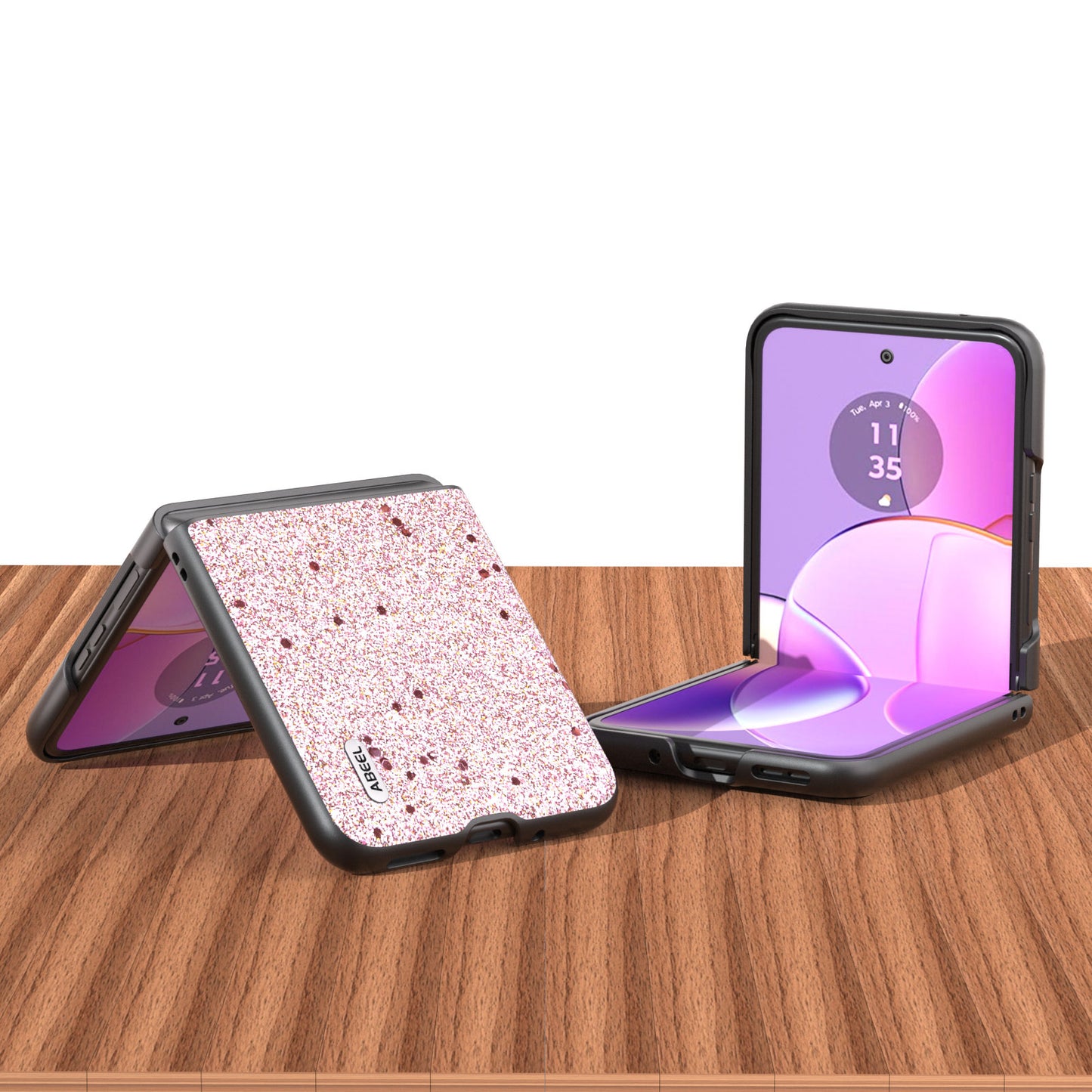 Uniqkart For Motorola Razr 40 5G Glitter Back Cover PU Leather Coated PC Shockproof Phone Case - Pink