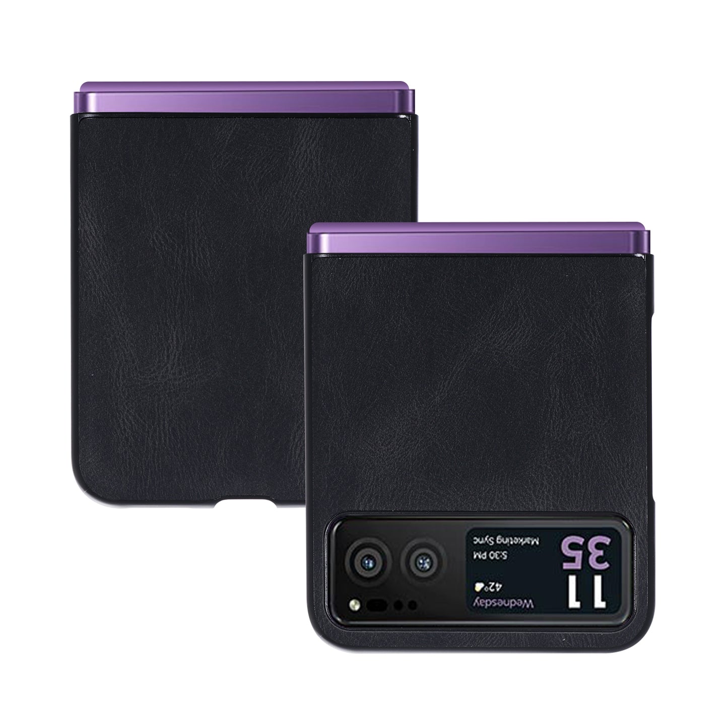 Uniqkart for Motorola Razr 40 5G PU Leather + Hard PC Shell Retro Texture Shockproof Phone Cover - Black