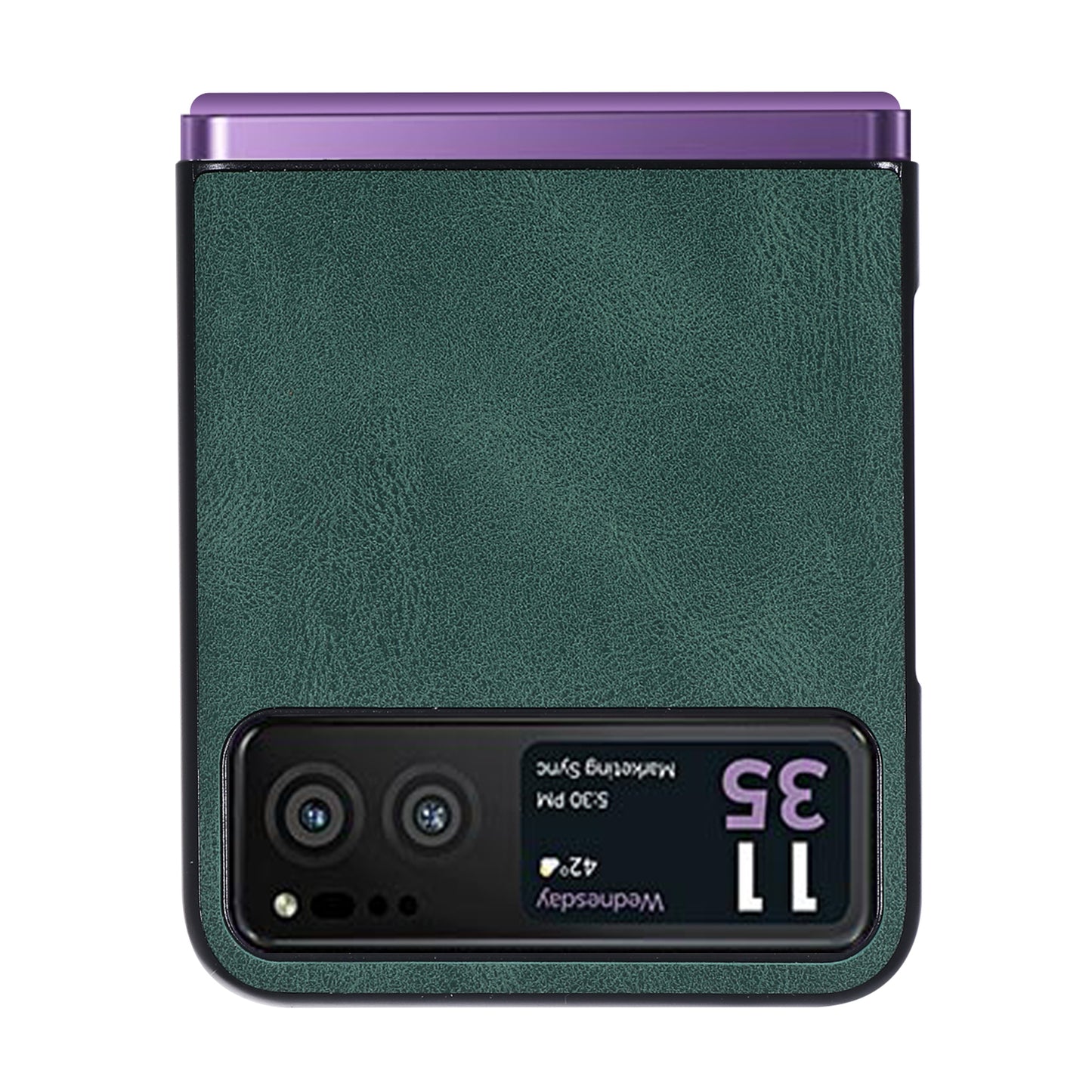 Uniqkart for Motorola Razr 40 5G PU Leather + Hard PC Shell Retro Texture Shockproof Phone Cover - Green