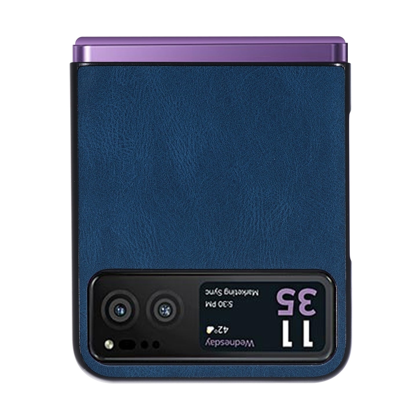 Uniqkart for Motorola Razr 40 5G PU Leather + Hard PC Shell Retro Texture Shockproof Phone Cover - Blue