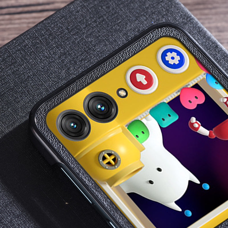 Uniqkart for Motorola Razr 40 Ultra 5G Hinge Protection Phone Case Textured Leather Coated PC Back Cover - Red