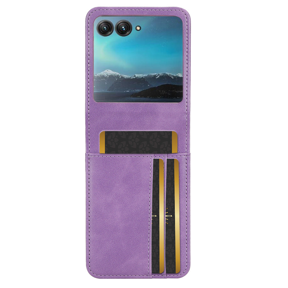 Uniqkart for Motorola Razr 40 Ultra 5G Anti-Scratch Phone Case Hard PC + PU Leather Cover with Card Holder - Purple
