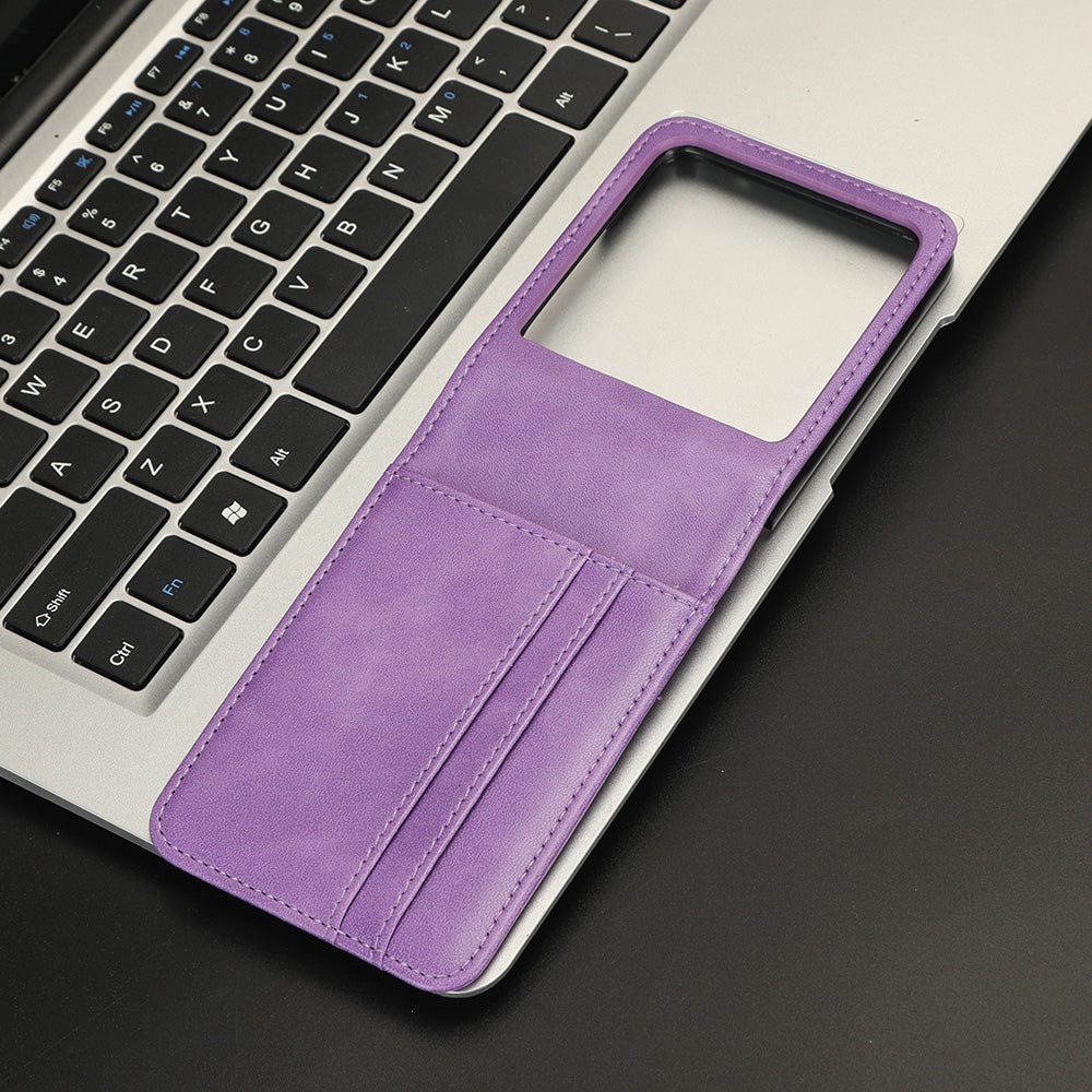 Uniqkart for Motorola Razr 40 Ultra 5G Anti-Scratch Phone Case Hard PC + PU Leather Cover with Card Holder - Purple