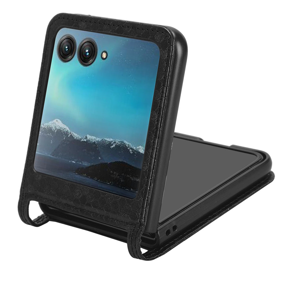 Uniqkart for Motorola Razr 40 Ultra 5G Card Holder Phone Case Imprinted Dot Pattern PU Leather Cover - Black